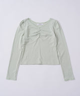 【GIUNON】shirring stretch lace long-t / シャーリングストレッチレースロンT