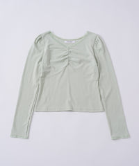 【GIUNON】shirring stretch lace long-t / シャーリングストレッチレースロンT