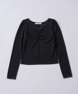 【GIUNON】shirring stretch lace long-t / シャーリングストレッチレースロンT