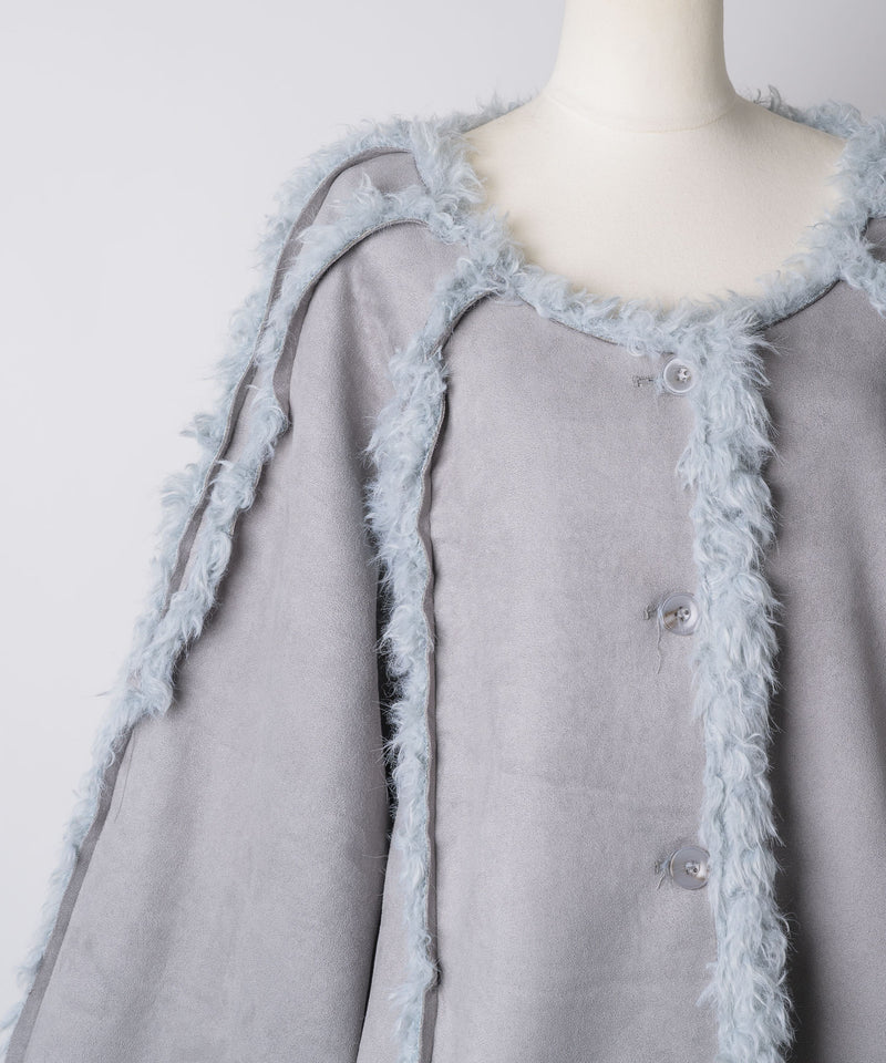 【予約10%OFF】【J1U by LA BELLE ETUDE】ノーカラームートンライクボンディングコート