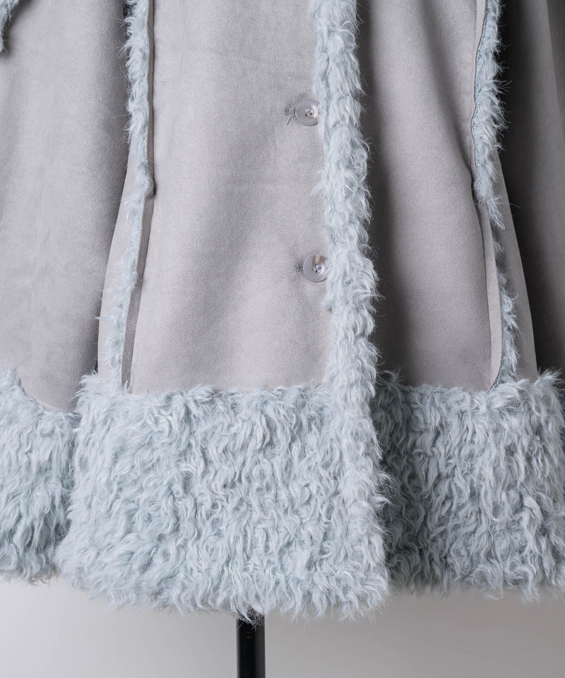 【予約10%OFF】【J1U by LA BELLE ETUDE】ノーカラームートンライクボンディングコート