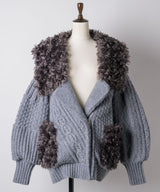 【予約10%OFF】【TEN by LA BELLE ETUDE】ニッティングパターン×ファーニットライダースジャコット