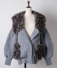 【予約10%OFF】【TEN by LA BELLE ETUDE】ニッティングパターン×ファーニットライダースジャコット