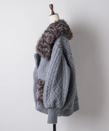 【予約10%OFF】【TEN by LA BELLE ETUDE】ニッティングパターン×ファーニットライダースジャコット