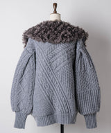 【予約10%OFF】【TEN by LA BELLE ETUDE】ニッティングパターン×ファーニットライダースジャコット