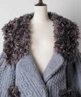 【予約10%OFF】【TEN by LA BELLE ETUDE】ニッティングパターン×ファーニットライダースジャコット