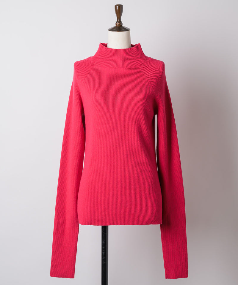 【予約10%OFF】ハイネックリブ長袖ニット