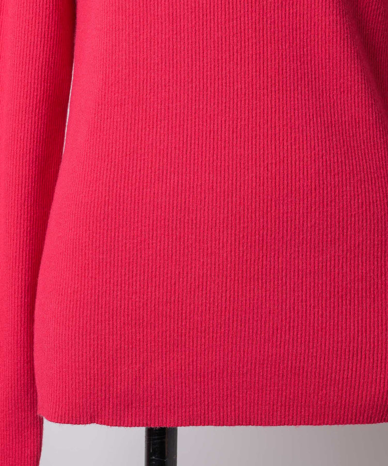 【予約10%OFF】ハイネックリブ長袖ニット