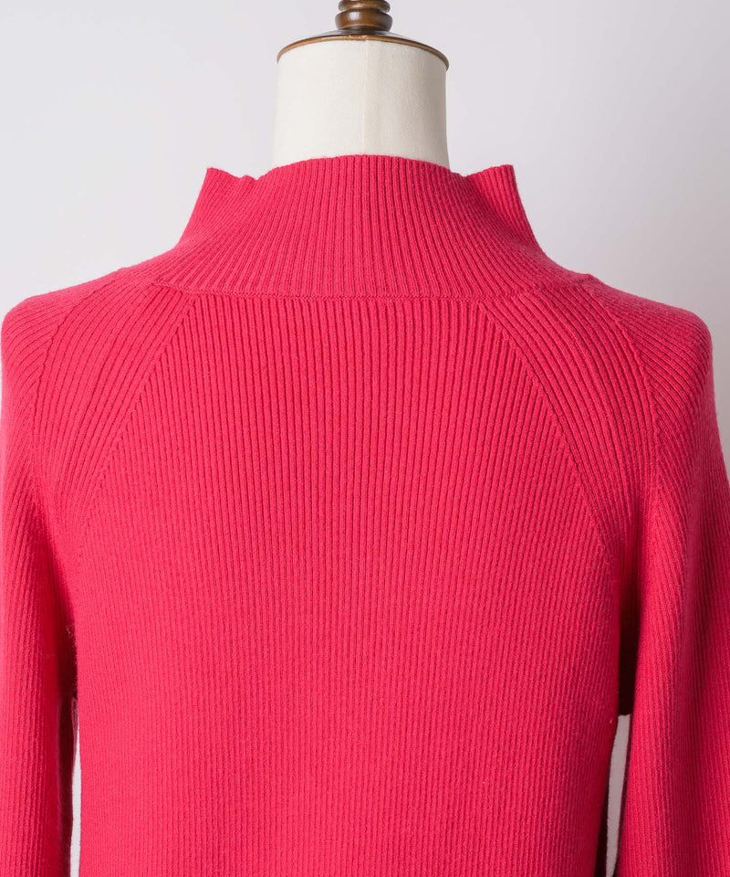 【予約10%OFF】ハイネックリブ長袖ニット