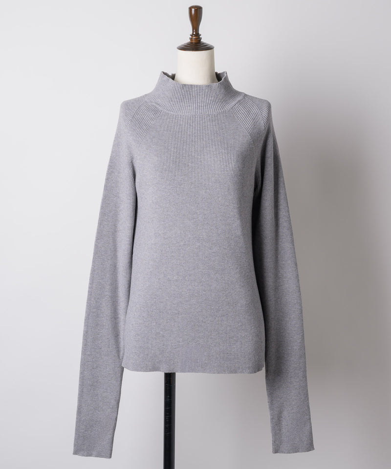 【予約10%OFF】ハイネックリブ長袖ニット