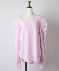 【予約10%OFF】ギャザーパフロングスリーブカットソー