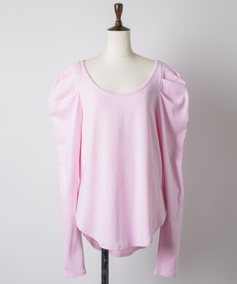 【予約10%OFF】ギャザーパフロングスリーブカットソー