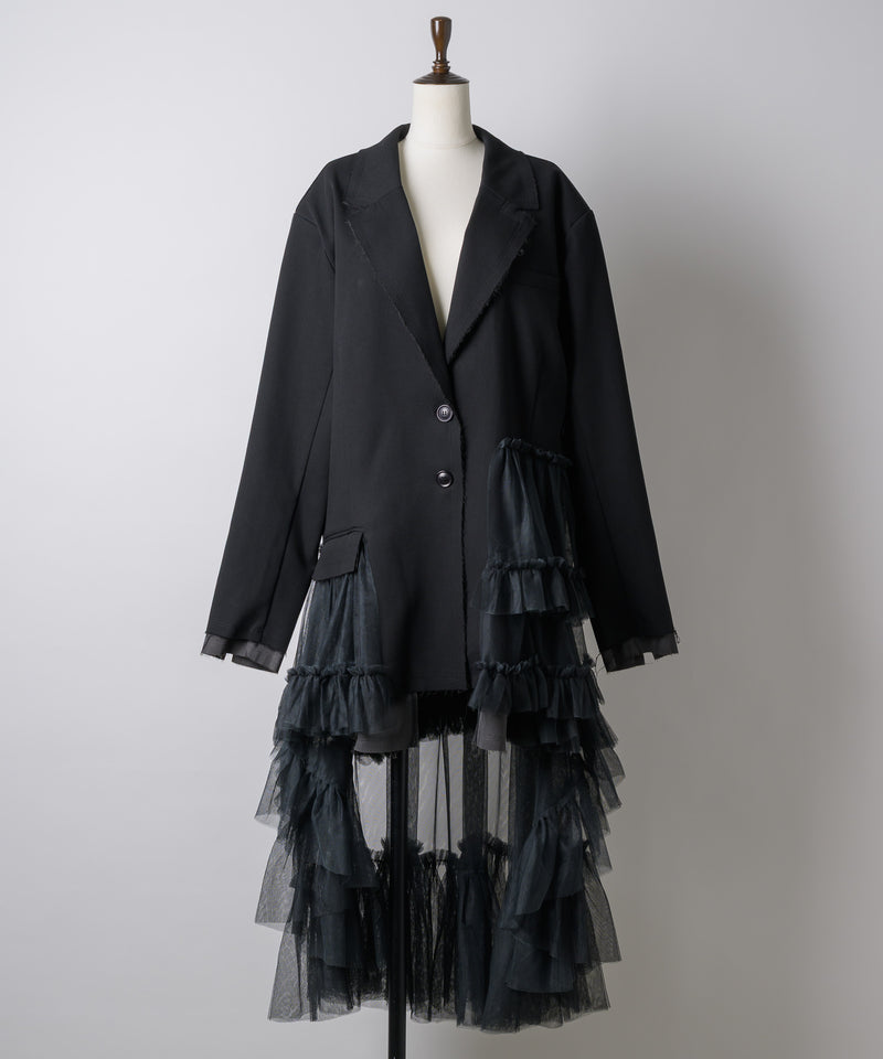 予約】アシンメトリーチュールドッキングテーラードJK – LA BELLE