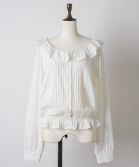 【GIUNON】pintuck frill collar blouse / ピンタックフリルカラーブラウス