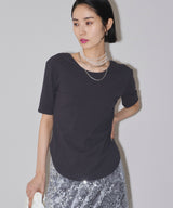 【yae】Short sleeve 2way Uneckribtops / ショートスリーブ2wayUネックリブトップス