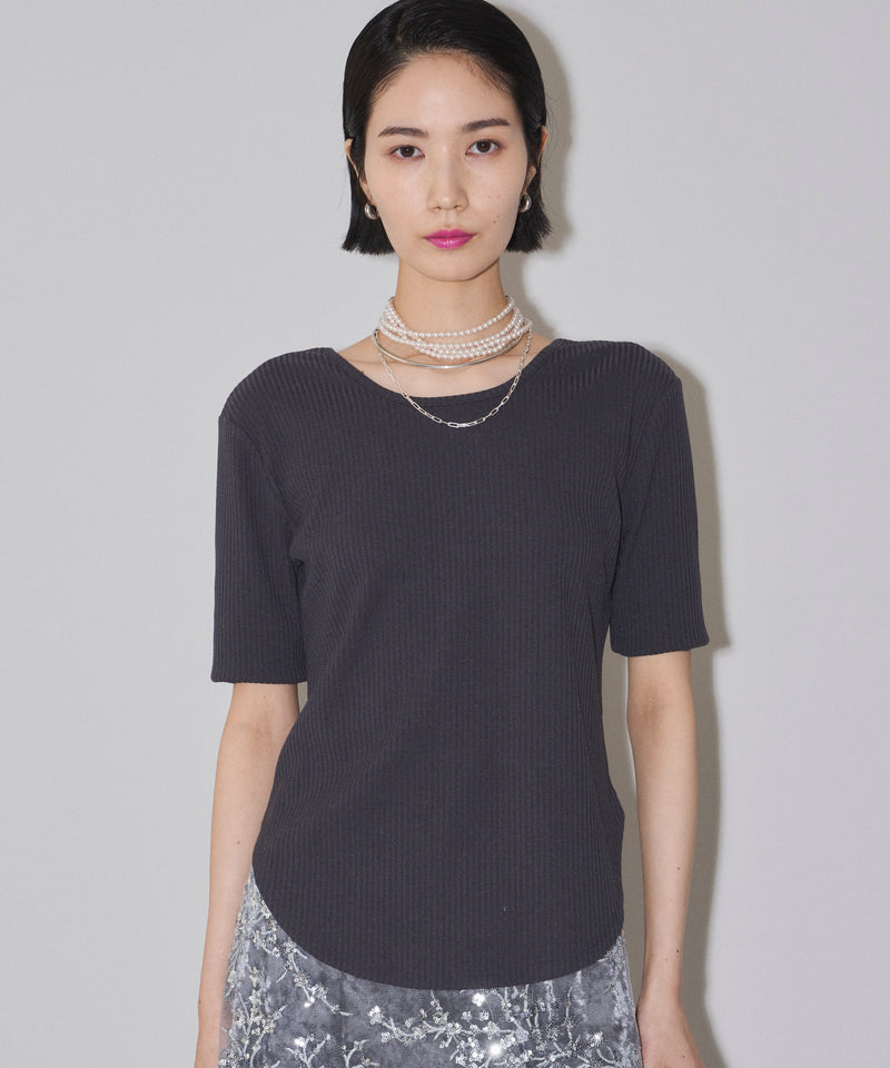 【yae】Short sleeve 2way Uneckribtops / ショートスリーブ2wayUネックリブトップス