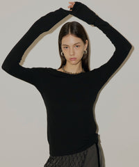 【yae】Super long sleeve U-neck tops / スーパーロングスリーブUネックトップス