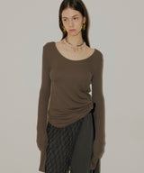 【yae】Super long sleeve U-neck tops / スーパーロングスリーブUネックトップス