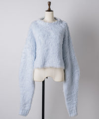 【yae】Long Sleeve Color Shaggy Knit / ロングスリーブカラーシャギーニット