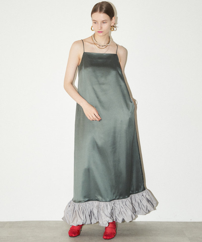 【yae】Ballon hem satin dress