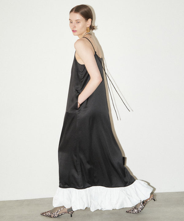 【yae】Ballon hem satin dress