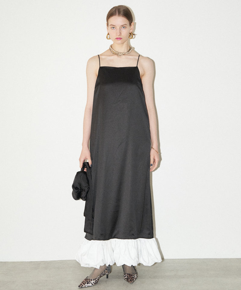 【yae】Ballon hem satin dress