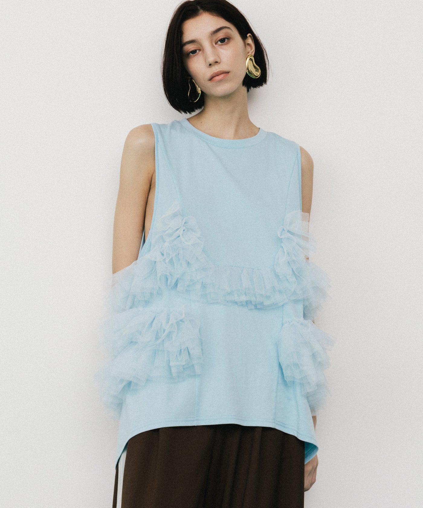 【絶品】 ボリュームフリルチュールデザインカットタンク – BELLE LA トップス