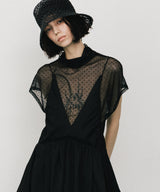 【予約10%OFF】ドット半袖チュールタートル