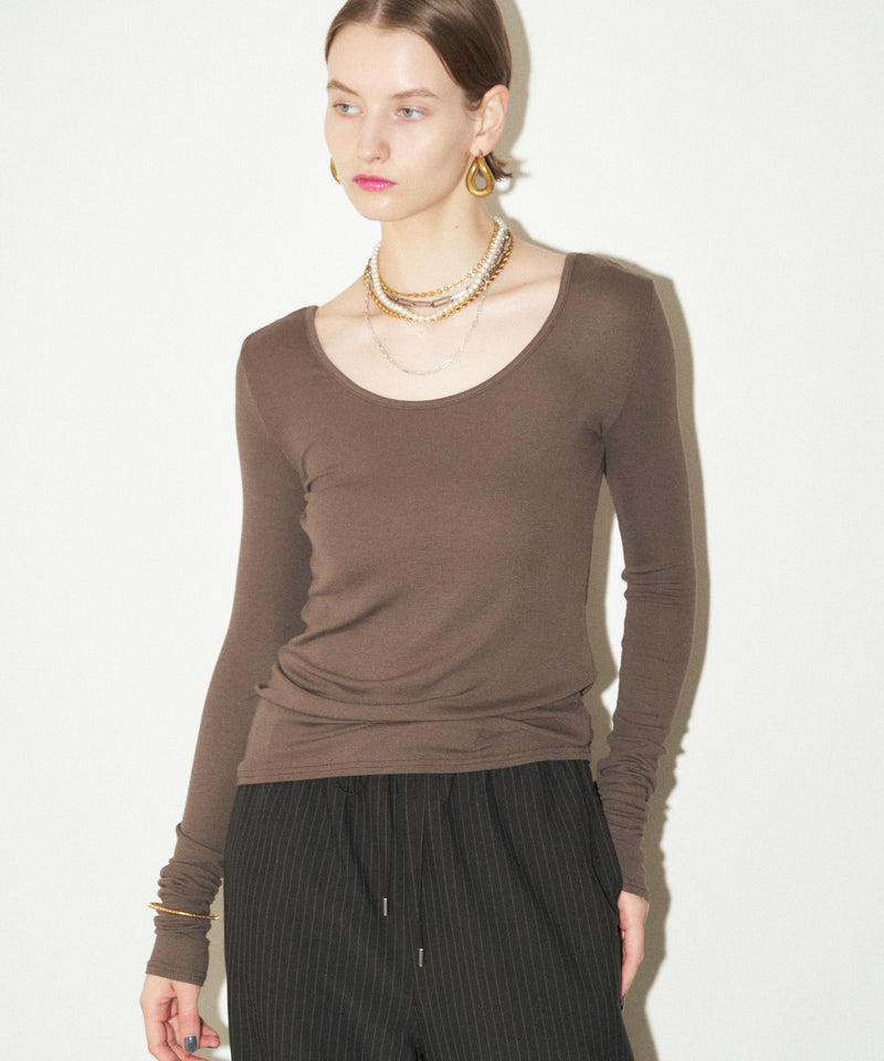 【yae】Super long sleeve U-neck tops / スーパーロングスリーブUネックトップス