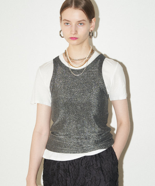 【yae】Glitter tank top / カップ付きグリッタータンクトップ