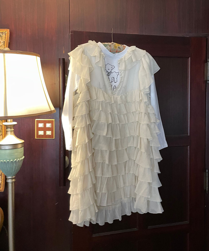 【Lam Balm】アンティークライクボリュームティアードワンピース