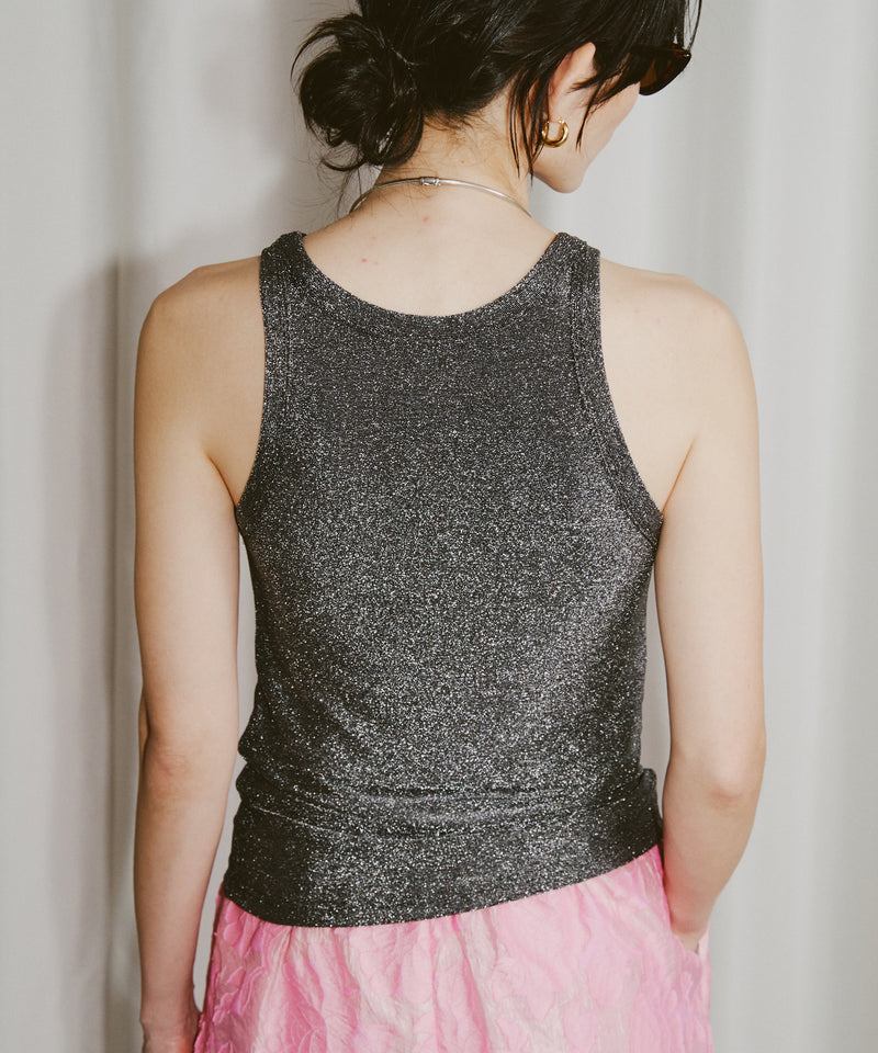 【yae】Glitter tank top / カップ付きグリッタータンクトップ