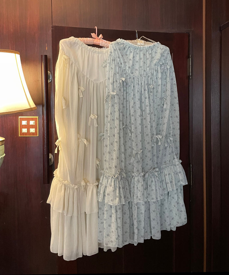 【Lam Balm】アンティークライクスカートウィズボウ