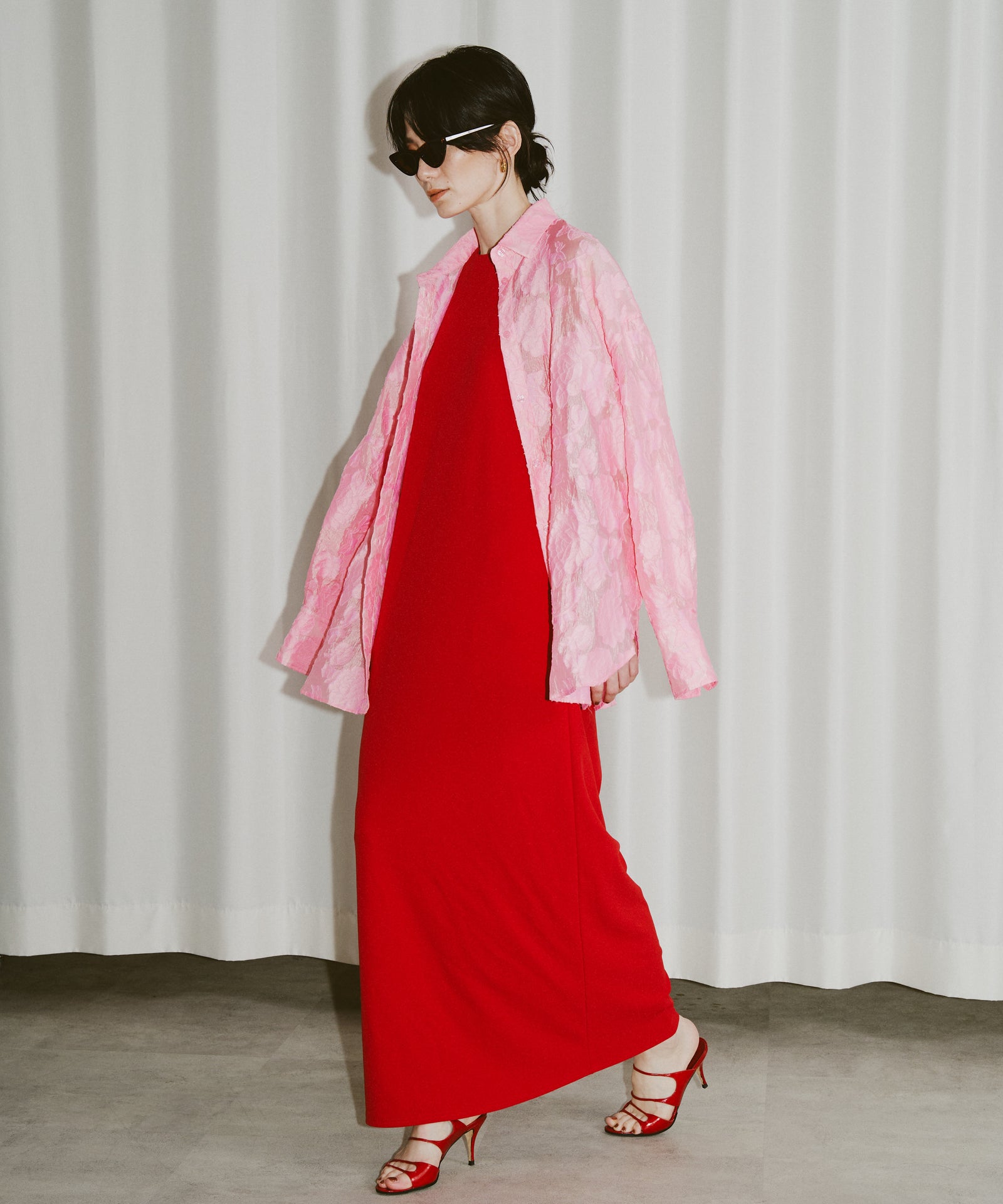yae】Flower jacqard shirts / フラワージャガードシャツ – LA