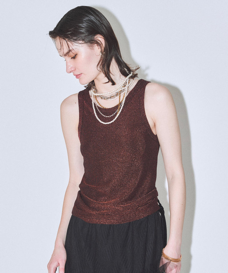 【yae】Glitter tank top / カップ付きグリッタータンクトップ