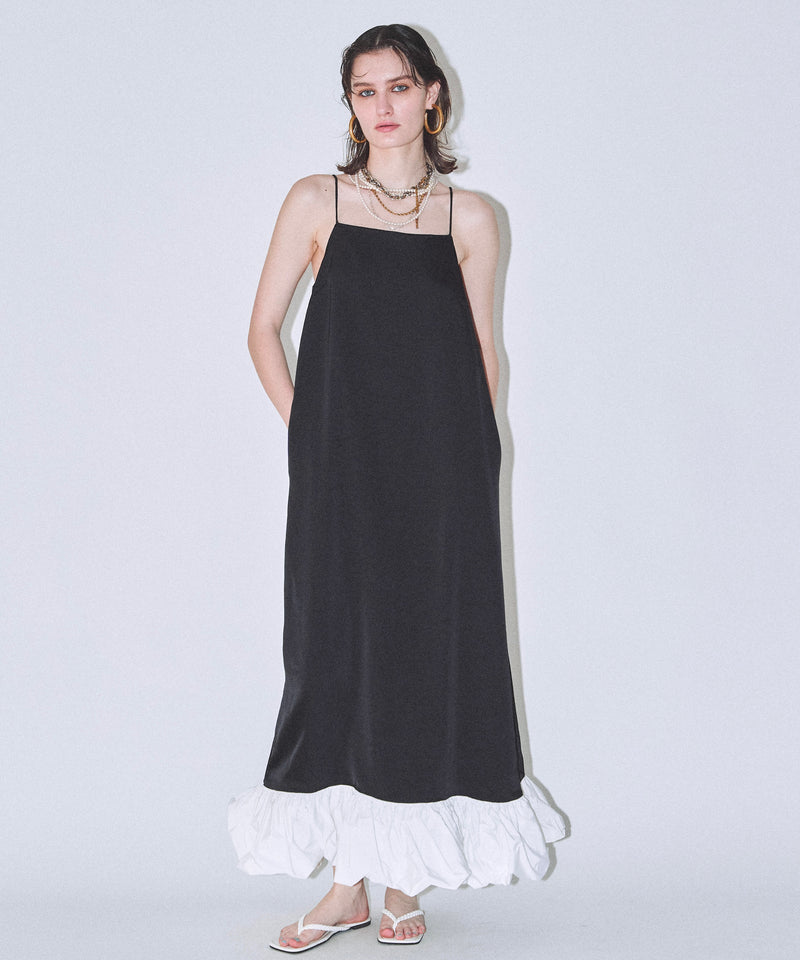 【yae】Ballon hem satin dress