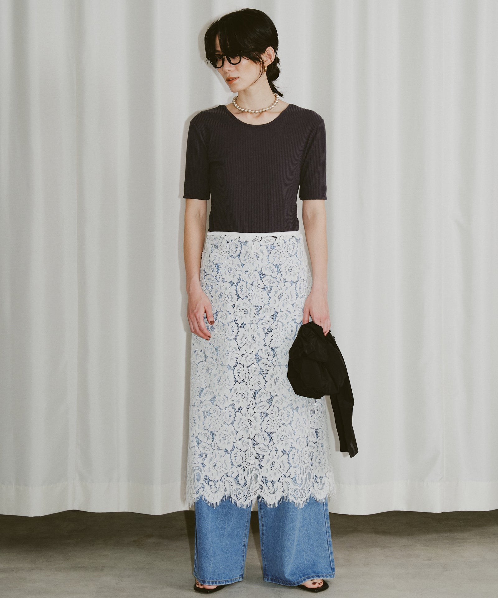 【YAE】FLOWER SPANGLE WRAP SKIRT yae Flower spangle wrap skirt SIL FREE