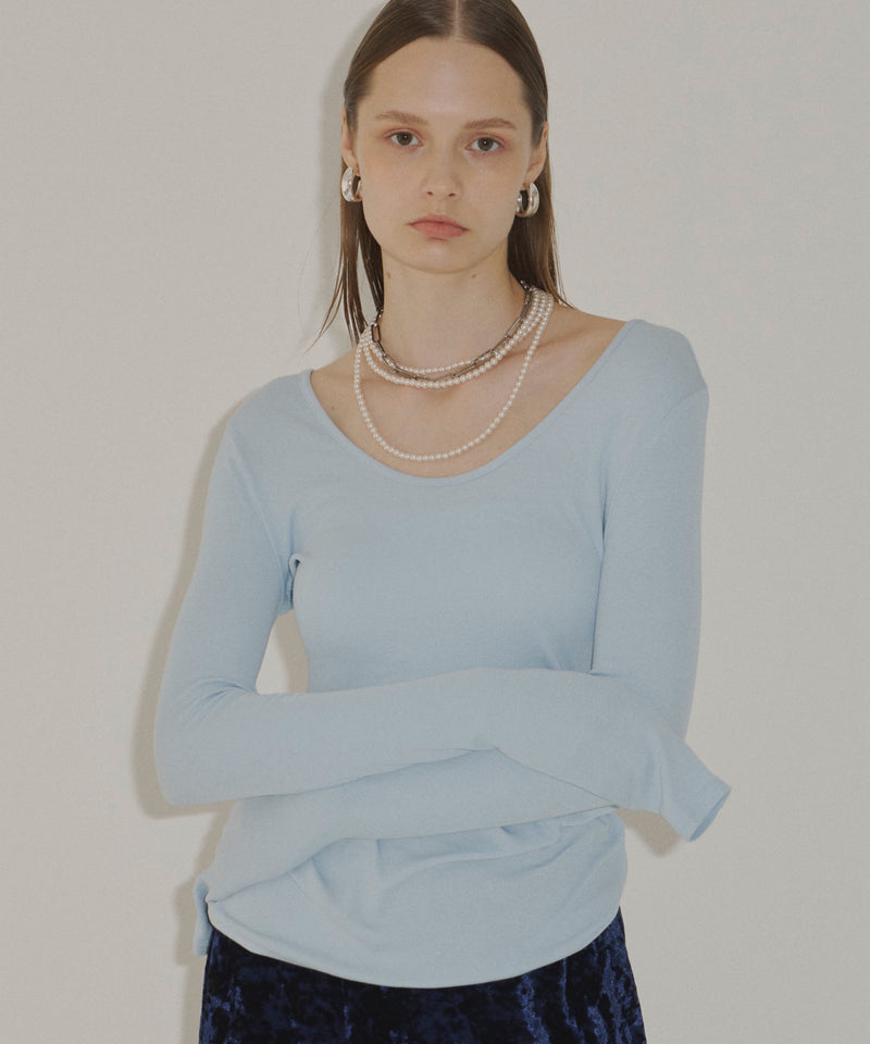 【yae】Super long sleeve U-neck tops / スーパーロングスリーブUネックトップス