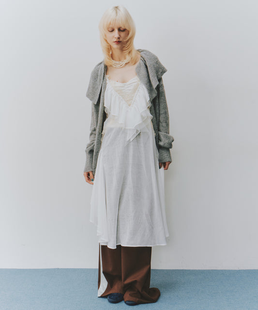 バイカラーレースフリルキャミワンピース