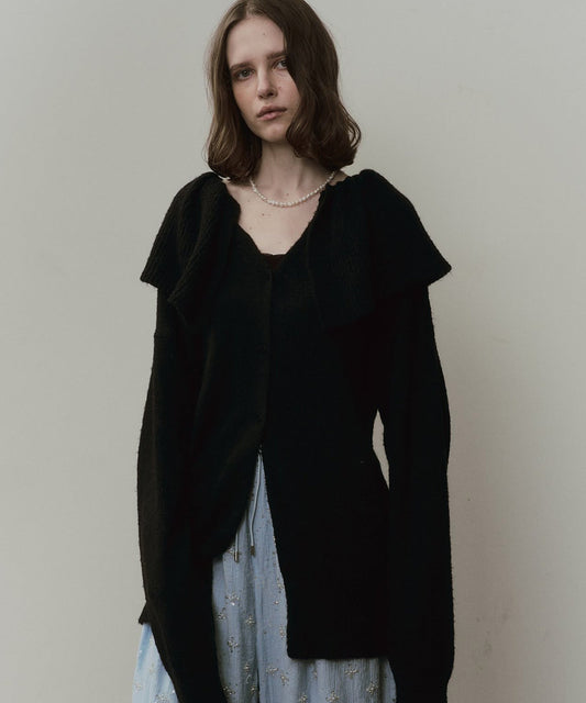 フリル衿カーディガン