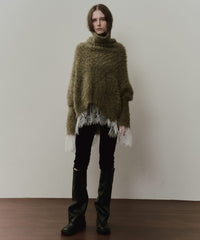 MIXフェザーヤーンボリュームタートルニット