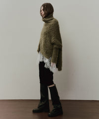 MIXフェザーヤーンボリュームタートルニット