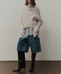 デニムタックハーフパンツ