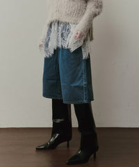 デニムタックハーフパンツ