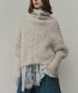 MIXフェザーヤーンボリュームタートルニット