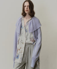 フリル衿カーディガン