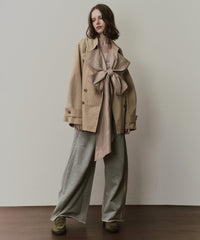 【予約開始待ち】カーブスリーブボウタイリボンショートトレンチ