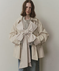 【予約開始待ち】カーブスリーブボウタイリボンショートトレンチ