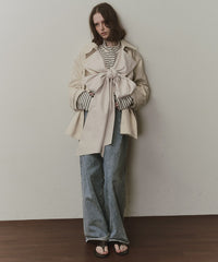 【予約開始待ち】カーブスリーブボウタイリボンショートトレンチ