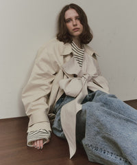 【予約開始待ち】カーブスリーブボウタイリボンショートトレンチ